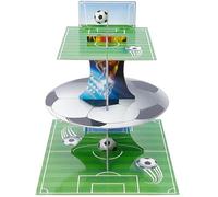 craspire Présentoirs à Cupcakes en Carton sur Le Thème des Matchs de Football, Présentoir à Gâteaux en Papier à 3 Niveau, Tour à Desserts de Football, Support à Gâteaux en Papier pour Fête Prénatale