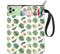 craspire Protège Livres à Feuilles Protège Livres à Fleurs Vert pour Livres de Poche en Tissu Lavable avec Fermeture Éclair et Poche Supplémentaire pour Les Amoureux des Livres Cadeaux pour Camarades