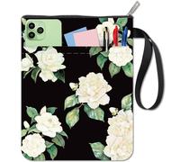 craspire Protège Livres à Fleurs Camélia Protège Livres à Fleurs Blanches pour Livres de Poche Housse de Livre en Tissu Lavable avec Fermeture Éclair et Pochette Supplémentaire pour Les Amoureux