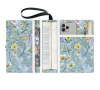 craspire Protège Livres à Fleurs Protège Livres à Plantes Housse de Livre Multicouche Bleu Grisâtre pour Livres de Poche Housse de Livre en Tissu Lavable avec Poche Supplémentaire pour Les Amoureux