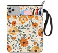craspire Protège Livres à Fleurs Protège Livres Orange Protège Livres en Tissu Lavable pour Livres de Poche avec Fermeture Éclair et Poche Supplémentaire pour Les Amoureux des Livres Cadeaux