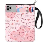 CRASPIRE Protège Livres en Forme de Cœur Rose pour Livres de Poche Housse de Livre en Tissu Lavable avec Fermeture Éclair et Poche Supplémentaire pour les Amoureux des Livres Cadeaux de Saint Valentin