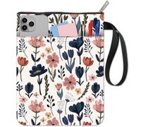 CRASPIRE Protège Livres en Tissu Lavable avec Fermeture Éclair et Pochette Supplémentaire pour Livres Livres de Poche Livres de Fleurs Vintage Blanc pour les Amoureux des Livres Cadeaux pour Camarades