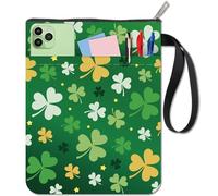 CRASPIRE Protège Livres en Trèfle Protection de Livre Verte pour Livres de Poche Tissu Lavable avec Fermeture Éclair et Poche Supplémentaire pour les Amoureux des Livres Cadeaux pour Camarades