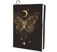 craspire Protège Livres Extensible en Polyester Noir de 9.8 x 15.8 po Motif Papillon Lavable Réutilisable Motif Animal Lune Étoile Grande Taille Protection Élastique pour la Plupart des Livres