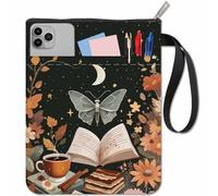 craspire Protège Livres Insectes Motif Lune Motif Fleurs pour Livres de Poche Lavable en Tissu avec Fermeture Éclair et Pochette Supplémentaire Idéal pour Les Amoureux des Livres Ou comme Cadeau