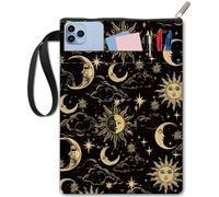 craspire Protège Livres Lune Soleil Étoile Noir pour Livres de Poche Couverture Rigide Lavable en Tissu avec Fermeture Éclair et Pochette Supplémentaire pour Les Amoureux des Livres et Les Camarades