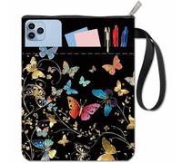 craspire Protège Livres Papillon Noir Protège Livres Végétal pour Livres de Poche Lavable en Tissu avec Fermeture Éclair et Pochette Supplémentaire Idéal pour Les Amoureux des Livres Idéal comme