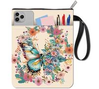 CRASPIRE Protège Livres Papillon Protège Livres à Fleurs pour Livres de Poche Housse de Livre en Tissu Lavable avec Fermeture Éclair et Poche Supplémentaire pour les Amoureux des Livres Cadeaux