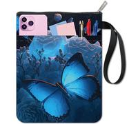 craspire Protège Livres Papillon Rose Bleu pour Livres de Poche Housse de Livre en Tissu Lavable avec Fermeture Éclair et Poche Supplémentaire pour Les Amoureux des Livres Cadeaux pour Camarades