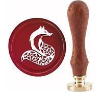 craspire Renard Cachet de Cire Cachet Mandala Tampons de Cire à Cacheter Fleur 30mm/1.18inch Amovible Tête en Laiton Cachet de Cachetage avec Manche en Bois pour Invitations Cartes Emballage Cadeau