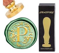 craspire Rétro Alphabet Cire Cachet Initiales Vintage 26 Lettres AZ 25mm Tête en Laiton Amovible Poignée en Bois pour Enveloppes Invitation Emballage Cadeau Décoration (Lettre P)