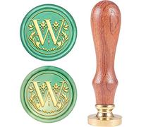 craspire Retro Alphabet Initiales Cire Cachet Cachet Classique Vintage 26 Lettres AZ 25mm Tête en Laiton Amovible Manche en Bois pour Enveloppe Invitation Embellissement Cadeau Décoration (Lettre W)
