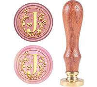 craspire Retro Alphabet Initiales Cire Cachet Cachet Classique Vintage 26 Lettres AZ 25mm Tête en Laiton Amovible Manche en Bois pour Enveloppe Invitation Embellissement Cadeau Décoration (Lettre J)