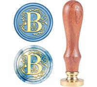 craspire Retro Alphabet Initiales Cire Cachet Cachet Classique Vintage 26 Lettres AZ 25mm Tête en Laiton Amovible Manche en Bois pour Enveloppe Invitation Embellissement Cadeau Décoration (Lettre B)