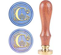 craspire Retro Alphabet Initiales Cire Cachet Cachet Classique Vintage 26 Lettres AZ 25mm Tête en Laiton Amovible Manche en Bois pour Enveloppe Invitation Embellissement Cadeau Décoration (Lettre C)