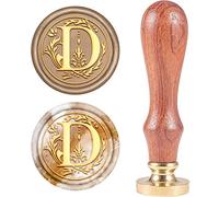 craspire Retro Alphabet Initiales Cire Cachet Cachet Classique Vintage 26 Lettres AZ 25mm Tête en Laiton Amovible Poignée en Bois pour Enveloppe Invitation Embellissement Cadeau Décoration (Lettre D)