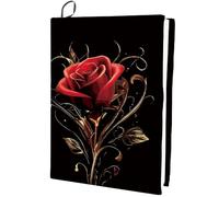 craspire Rose Couverture de Livre Noir élastique Pochette de Livre 15,7 x 9,8 Pouces Lavable réutilisable Extensible Grands Livres de Fleurs enveloppements Housses Protecteur adapté à 9 x 11 Pouces