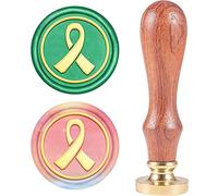 craspire Ruban Rouge Tampon de Cire, Tampons de Cire à Cacheter Timbre Bois Rétro Cachet de Cire 25mm Amovible Joint en Laiton Manche en Bois pour Carte D'Invitation de Décoration de Bouteille