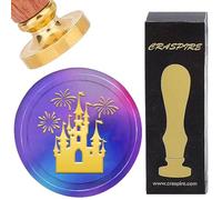 craspire Sceau de Cire Château 1.2 Pouces Tampons Vintage en Relief Tête en Laiton Amovible avec Manche en Bois pour Enveloppes Cartes Invitations de Mariage Halloween Emballage Cadeau de Noël