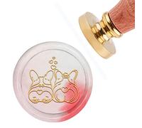 craspire Sceau de Cire Corgi Vintage Amour Animal Chien Tampons de Cire à Cacheter 3 mm Tête en Laiton Amovible avec Poignée en Bois pour Invitations de Mariage Emballage Cadeau de la Saint-Valentin