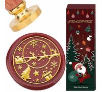 craspire Sceau de Cire de Noël 25mm Père Noël Traîneau Flocons de Neige Arbre de Noël Étoile Élan Cerf Tampons de Scellage Vintage Poignée en Bois Tête en Laiton Amovible Sceaux D'Enveloppe