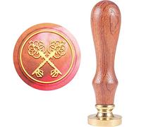 craspire Sceau de Cire en Forme de Clé d'amour, Tampons de Cire à Cacheter pour la Saint-Valentin, Tampon en Bois Rétro, Sceau de Cire en Laiton Amovible de 25 mm, Poignée en Bois pour Enveloppes