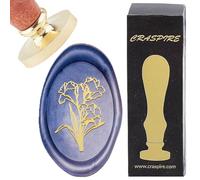 craspire Sceau de Cire en Forme de Fleur D'Iris Vintage Rétro Ovale Tête en Laiton Amovible avec Manche en Bois pour Fête de Noël Enveloppes Invitations Cartes Scrapbooking Emballage Décoration