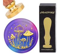 craspire Sceau de Cire en Forme D'Étoile Champignon Tampon de Scellage Amovible en Laiton Vintage de 25mm Poignée en Bois pour Enveloppes Invitations Fabrication de Cartes Décoratives Bricolage