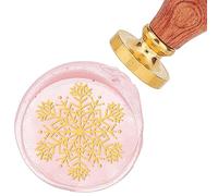 craspire Sceau de Cire Flocon de Neige 25mm Noël Hiver Cire à Cacheter Timbre Rétro Vintage Tête en Laiton Amovible avec Manche en Bois pour Fête Mariage Invitation Enveloppe Carte de Voeux