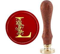 craspire Sceau de Cire Initiales L Tampon de Cachetage Vintage Classique 30mm/1.18inch Tampon de Cachetage Tête en Laiton Amovible avec Manche en Bois pour Invitations Cadeaux Cartes de Voeux Wrap
