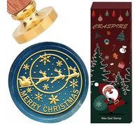 craspire Sceau de Cire Joyeux Noël Vintage Père Noël Traîneau Elk Cerf Tampons de Cire à Cacheter 25mm Tête en Laiton Amovible Poignée en Bois Flocons de Neige Sceaux de Vacances pour Enveloppes