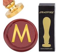 craspire Sceau de Cire Lettre M Initiale de L'Alphabet 25mm Tampon Amovible Tête en Laiton Vintage Manche en Palissandre Impression Mariage Anniversaire Invitation Enveloppe Emballage Cadeau
