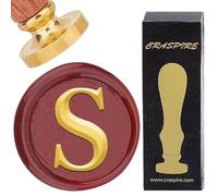 CRASPIRE Sceau de cire lettre S vintage initiale 25 mm laiton têtes amovibles poignée en bois pour mariage, Noël, enveloppes, invitations, cartes, travaux manuels, cadeaux