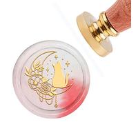 craspire Sceau de Cire Tampon Chat Vintage Tampons de Cire à Cacheter 30mm (1.18 Pouces) Amovible Tête de Cachet en Laiton avec Manche en Bois pour Cartes Invitations Emballage Cadeau