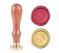 craspire Sceau de Cire, Tampons de Cire Chapeau de Graduation Ancien Tampon de Cire Rétro Bois Tampon Amovible Joint en Laiton Manche en Bois pour Le Mariage Invitations Embellissement Bouteille