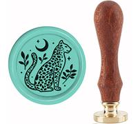 CRASPIRE Sceau de Cire Timbre Léopard Feuilles D'Animaux Lune Sceau Timbre Sceaux en Cuivre Tête de Timbre en Laiton Amovible Rétro avec Manche en Bois pour Enveloppes Lettre Invitations Cartes Paquet