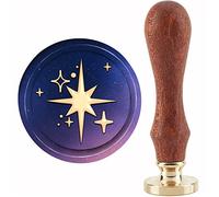 craspire Star Wax Seal Stamp Stars Sealing Wax Stamps 30mm Tête de Tampon en Laiton Amovible Rétro Vintage avec Manche en Bois pour Invitations, Cartes, Emballages Cadeaux
