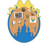 craspire Tableau D'Affichage Rond Encadré en Liège avec Pin'S Motif Château 9.2x11.8 Pouce Badge Mural en Bois Décoration de Pin'S avec Nœud Papillon Idéal pour la Maison la Salle de Classe Ou Les