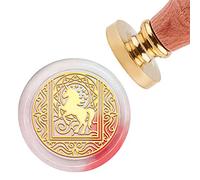 craspire Tampon Cire à Cacheter Licorne, Timbre de Sceau de Cire 30mm Tête Ronde en Laiton avec Manche en Bois Universel pour Sceller Le Mariage Lettre Carte Cadeau Invitation Scrapbooking