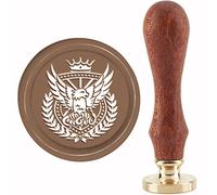 craspire Tampon de Cire à Cacheter Aigle Timbres de Cire à Cacheter Couronne 30 mm/1.18 Pouces Tête en Laiton Amovible Timbre D'Étanchéité avec Manche en Bois Emballage Cadeau Saint Valentin