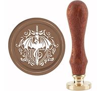 CRASPIRE Tampon de Cire à Cacheter Dragon et Épée Tampons de Cire à Cacheter Baroque 30 mm/1.18 pouces Tête en Laiton Amovible Tampon à Cacheter avec Manche en Bois pour Invitations, Cartes