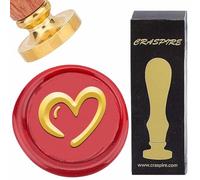 craspire Tampon de Cire à Cacheter en Forme de Cœur 30mm Amovible en Forme de Cœur d'amour Tête en Laiton avec Manche en Bois Rétro Vintage Tampon de Cire pour Mariage Anniversaire Enveloppe