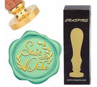 craspire Tampon de Cire à Cacheter Save The Date Tampon de Cire à Cacheter 25 mm Tête en Laiton Amovible Vintage avec Poignée en Bois pour Enveloppes de Fête d'anniversaire de Mariage Invitations