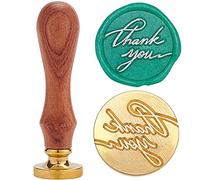 craspire Tampon de Cire, Ancien Tampons de Cire Je Vous Remercie Rétro Bois Tampon Amovible Tête en Laiton 25mm pour Le Mariage Enveloppes Invitations Embellissement Bouteille Décoration