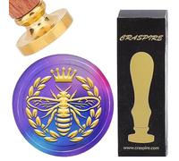craspire Tampon de Cire d'abeille Tampons de Cire à Cacheter avec Tête en Laiton Amovible de 30 mm Tampon de Cire avec Poignée en Bois pour Enveloppes, Mariage, Fête d'anniversaire, Embellissement
