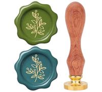 craspire Tampon de Cire de Feuille 25mm Tête en Laiton Amovible Timbre de Cire à Cacheter de Plante de Romarin Vintage avec Manche en Bois pour Enveloppes d'anniversaire de Mariage Invitations