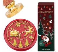 craspire Tampon de Cire de Noël 25mm Tête en Laiton Détachable Arbre de Noël Traîneau du Père Noël Tampons de Cire à Cacheter Vintage Flocon de Neige Élan avec Manche en Bois pour Vacances d'hiver