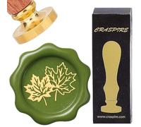 craspire Tampon de Cire Feuille D'Érable 25 mm Tampons de Cire à Cacheter Vintage Tête en Laiton Amovible avec Manche en Bois pour Mariage Noël Nouvel an Enveloppes Invitations Emballage Cadeau