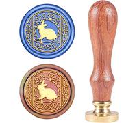 craspire Tampon de Cire Lapin en Fleur, Cire à Cacheter Animaux Timbre Bois Rétro Cachet de Cire 25mm Amovible Tête en Laiton Manche en Bois pour la Carte de Voeux D'Enveloppe D'Invitation de Mariage